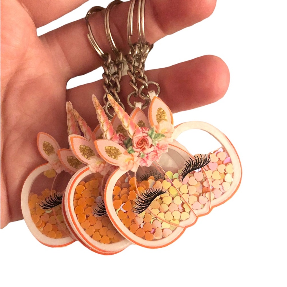 Pumpkin Unicorn Shaker Keychains